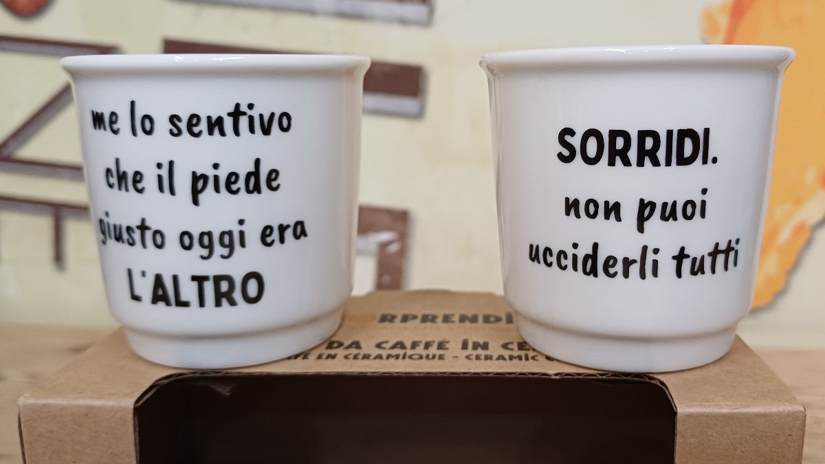 Set Tazzine da caffè in ceramica "Sorridi_L'altro" Soorprendimi