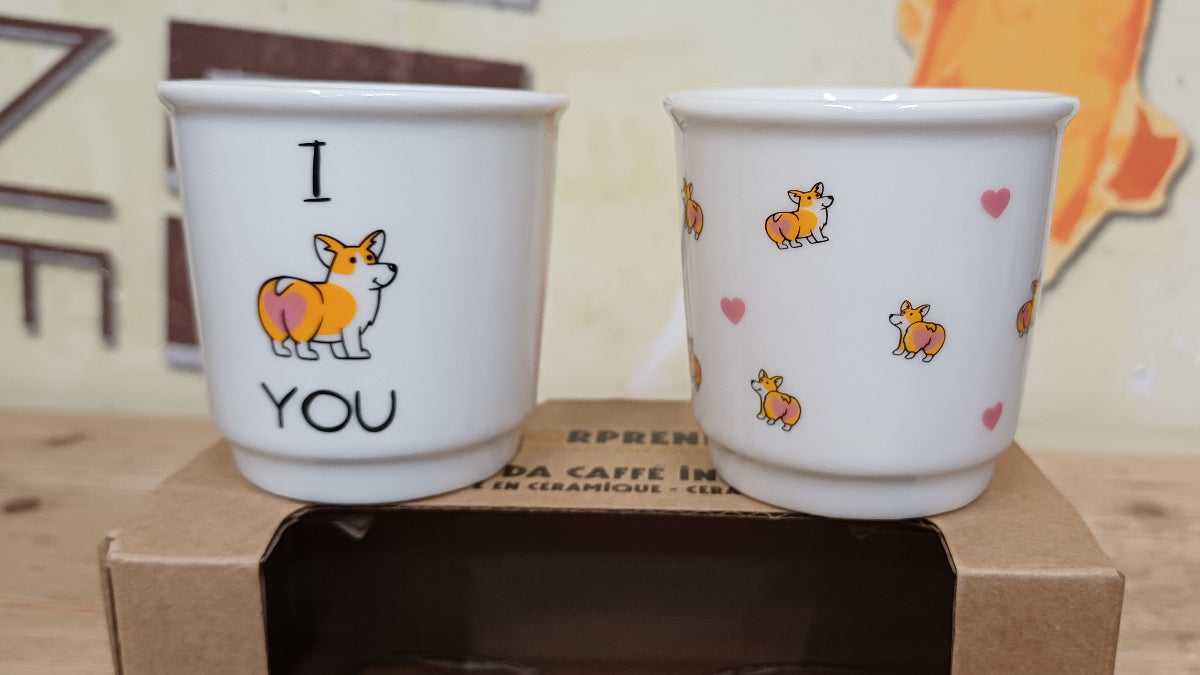 Set Tazzine da caffè in ceramica "Corgie" Soorprendimi
