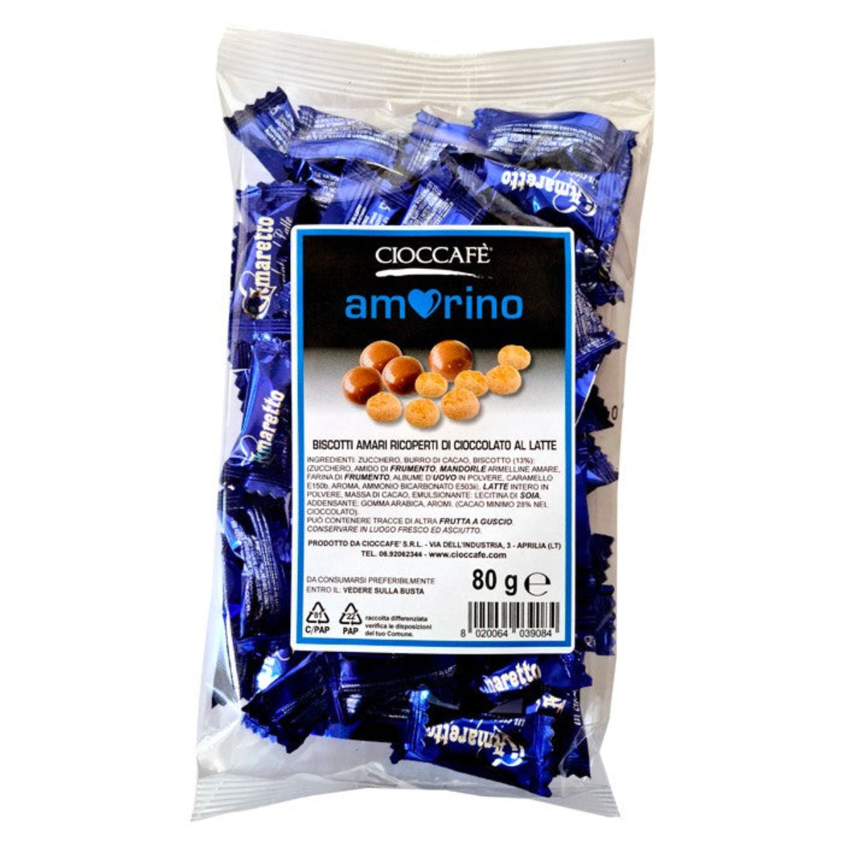 Amorino mini amaretti ricoperti al cioccolato al latte 80 GR Cioccafè