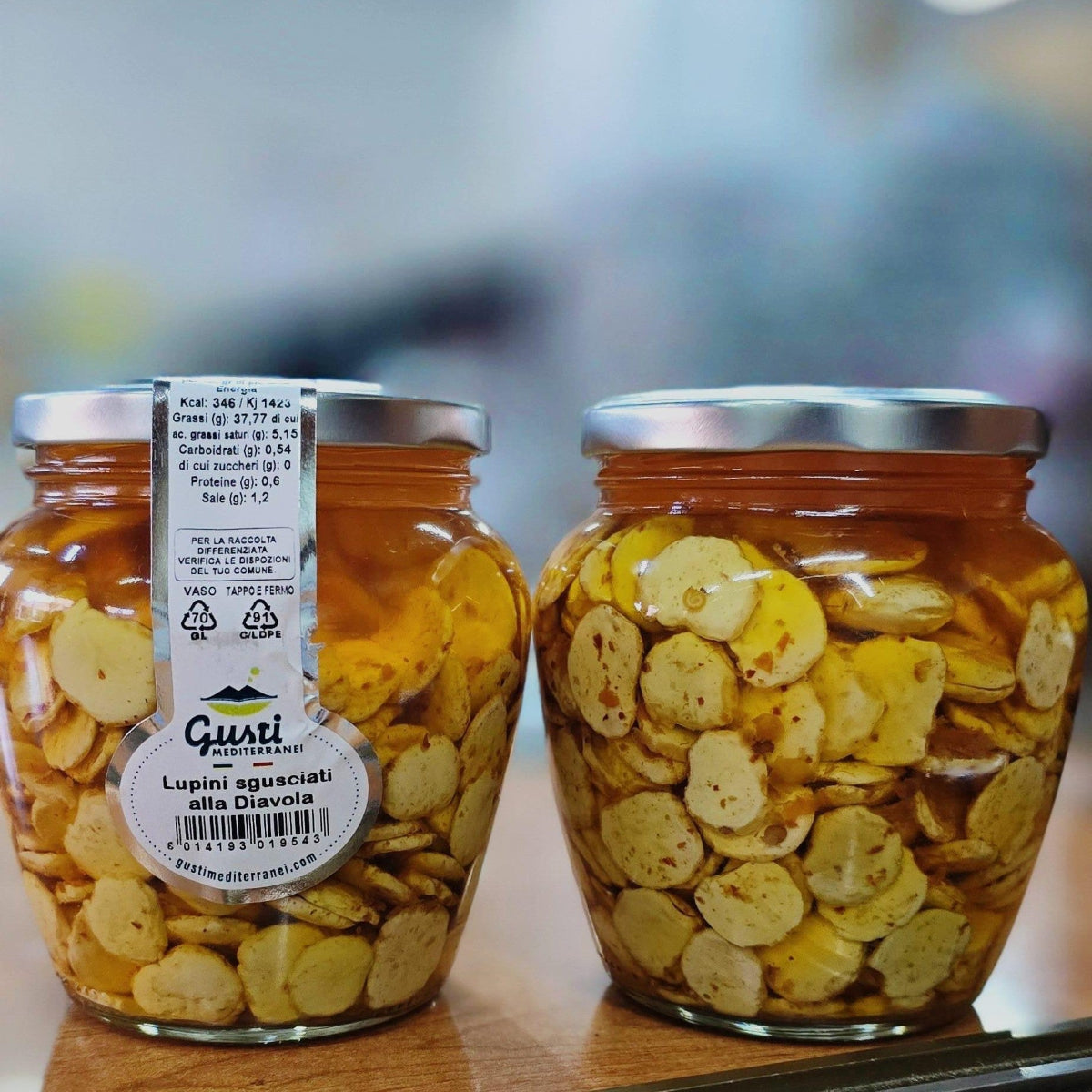 Lupini sgusciati alla diavola in olio 550 ML Gusti Mediterranei