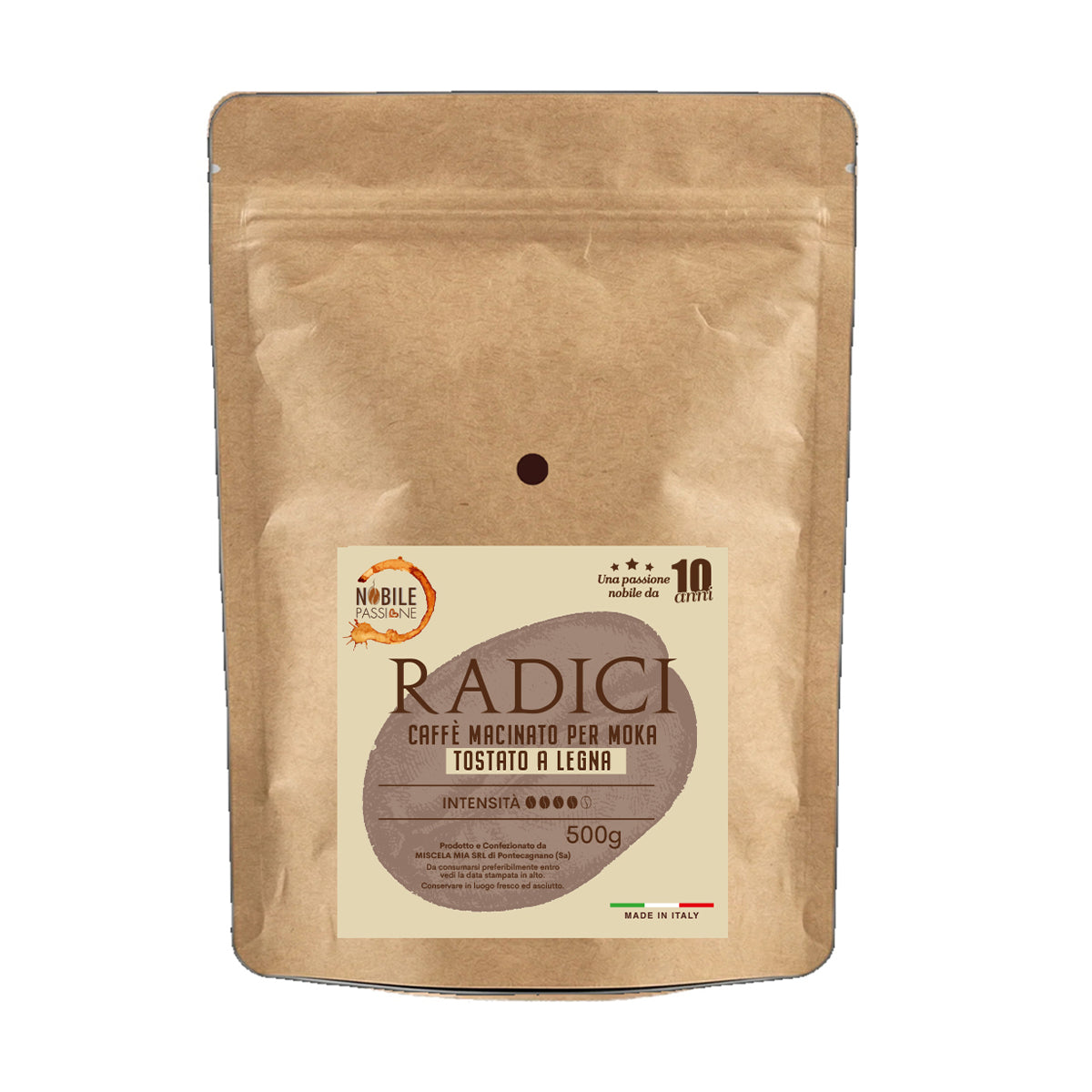 Miscela RADICI 500gr MACINATO per Moka Tostato a Legna di Nobile Passione