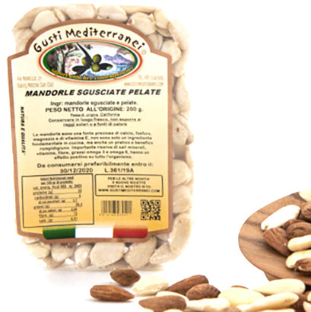 Mandorle sgusciate naturali PELATE vaschetta 200 GR Gusti Mediterranei
