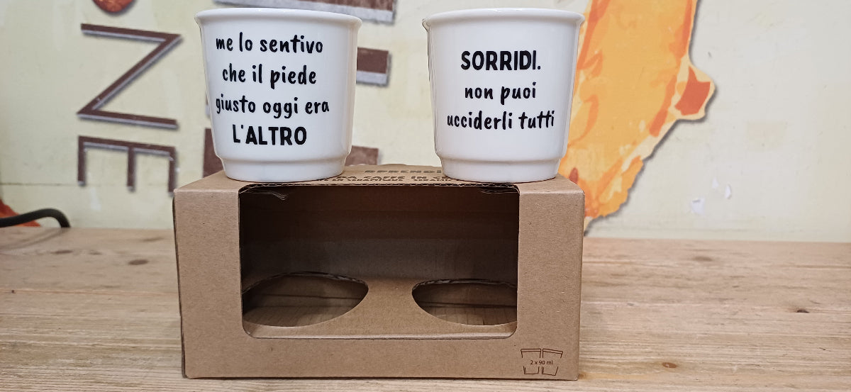 Set Tazzine da caffè in ceramica "Sorridi_L'altro" Soorprendimi