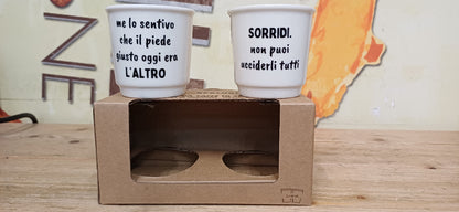 Set Tazzine da caffè in ceramica "Sorridi_L'altro" Soorprendimi