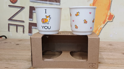 Set Tazzine da caffè in ceramica "Corgie" Soorprendimi