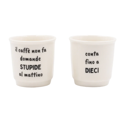 Set Tazzine da caffè in ceramica "Dieci_Stupide"
