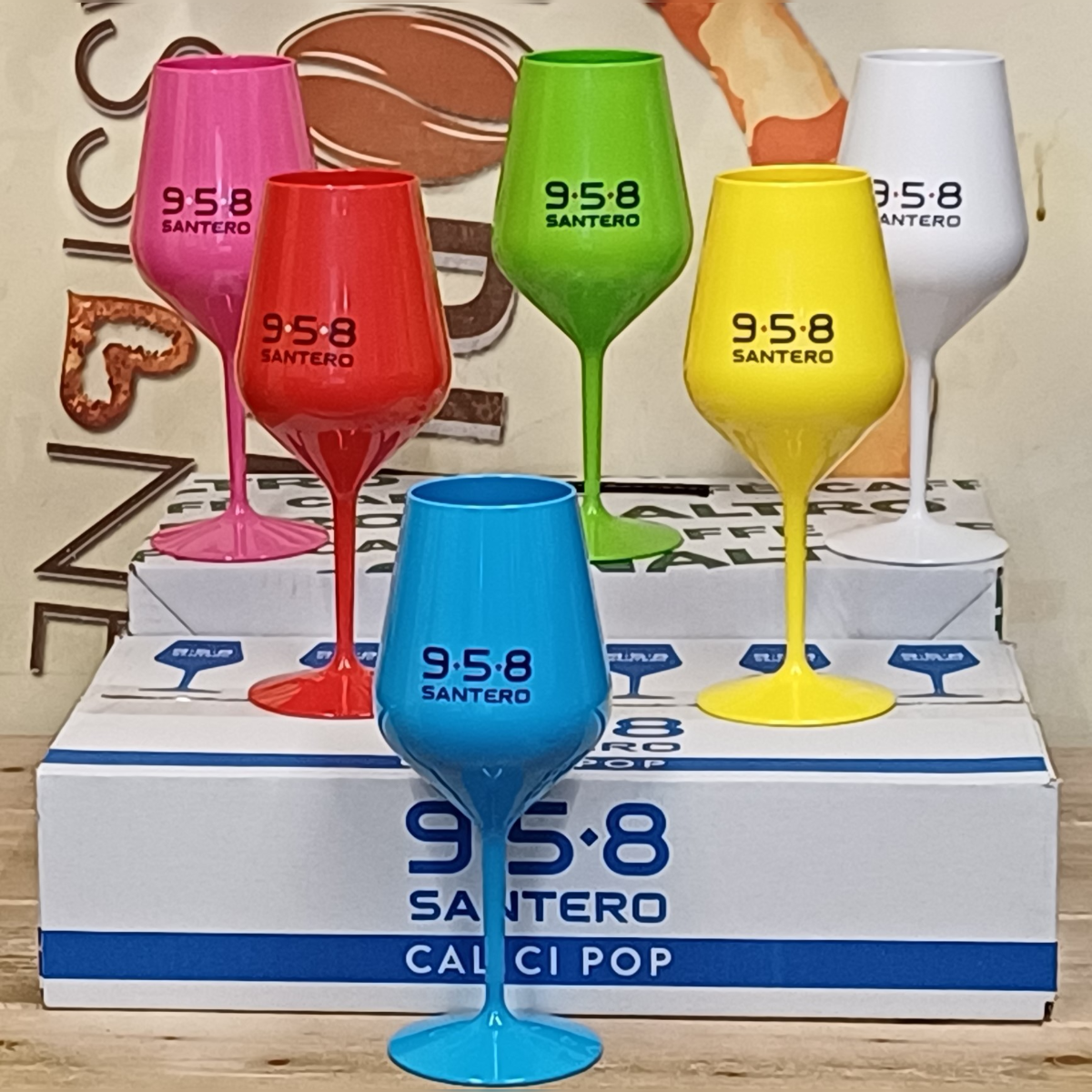 Set 6 Calici/Bicchieri Santero 958 colori misti