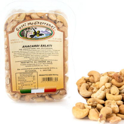 Anacardi salati tostati vaschetta 200 GR Gusti Mediterranei