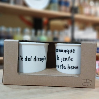 Set Tazzine da caffè in ceramica "C'è del disagio_Comunque la gente non sta bene" Soorprendimi