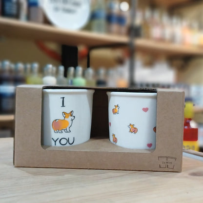Set Tazzine da caffè in ceramica "Corgie" Soorprendimi