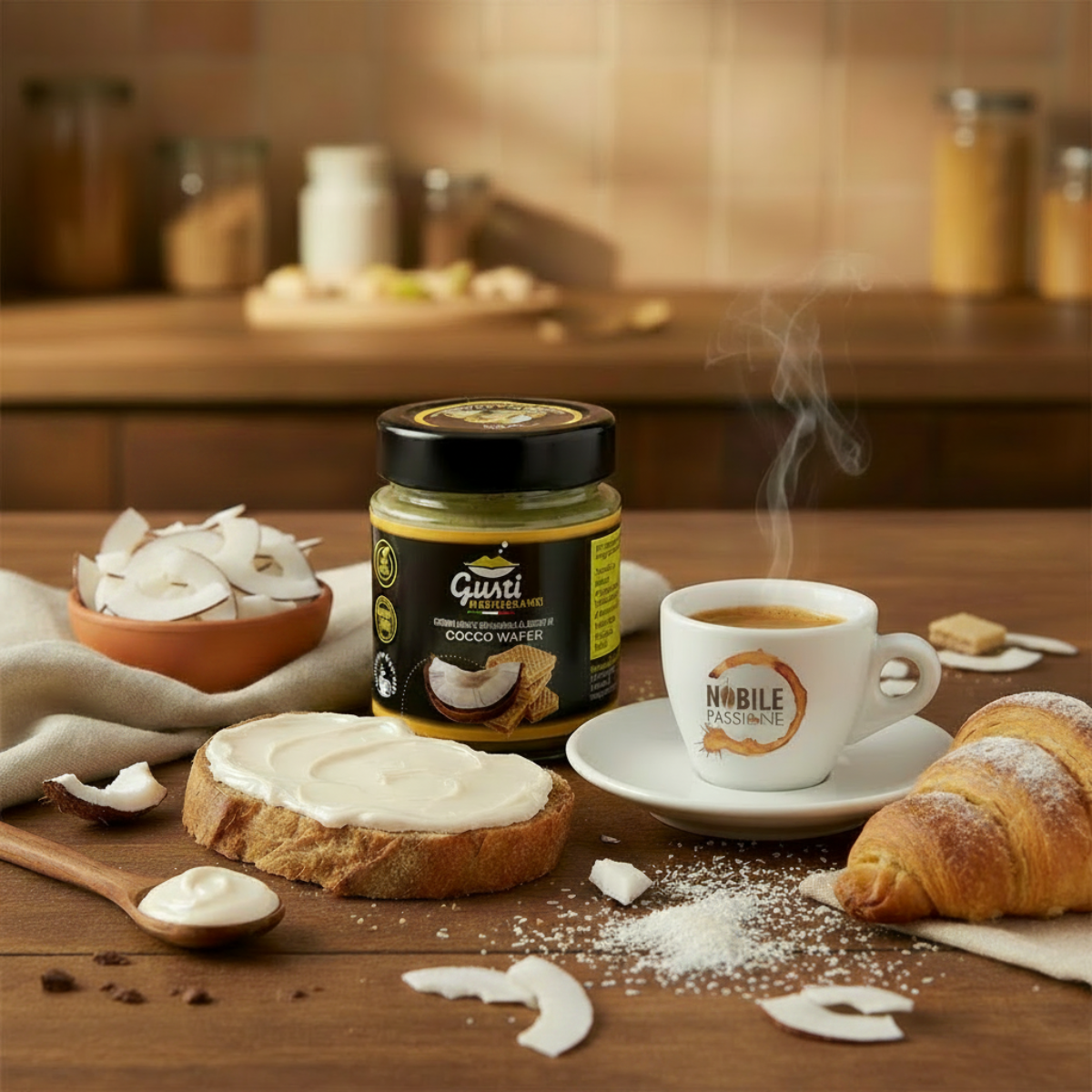 Crema Cocco Wafer - Fettine sottili di cocco nella ciotola