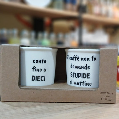 Set Tazzine da caffè in ceramica "Dieci_Stupide"