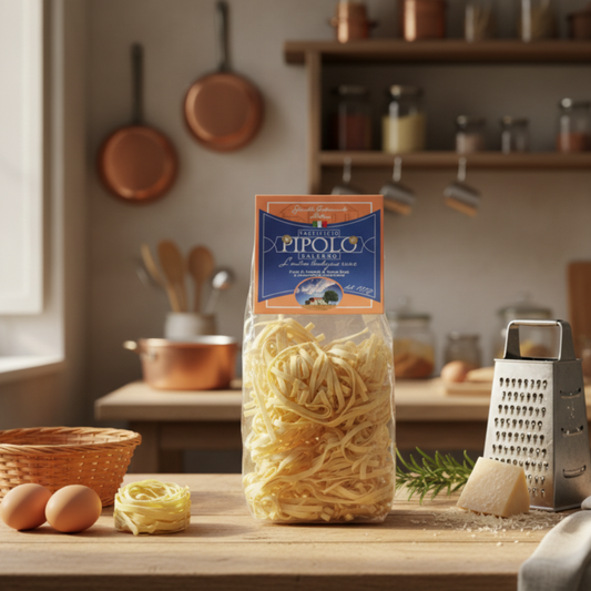 Fettuccine all'uovo in ambiente cucina