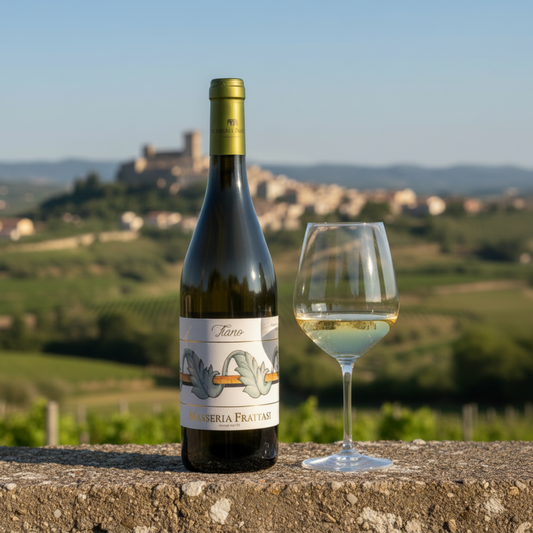 Fiano Campania IGP Masseria Frattasi - Frame con calice bianco