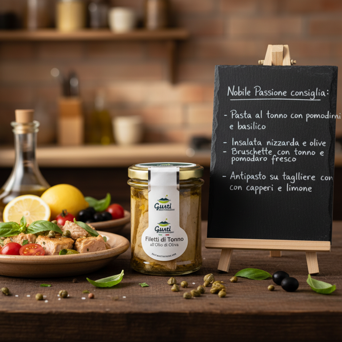 Filetti di Tonno all'Olio — Etichetta bianca ovale