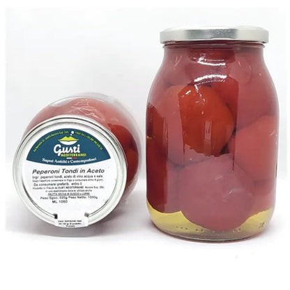 Peperoni tondi in aceto di vino 580 ML - 1060 MLGusti Mediterranei