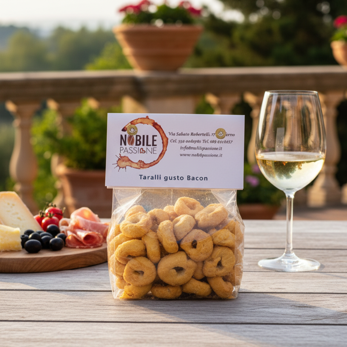 Tarallini al Bacon in ambientazione aperitivo
