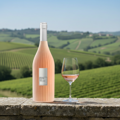Visione Rosato – Proporzioni reali bottiglia e calice